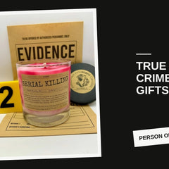 True crime gifts: Serial Killing scented candle from Presumed Innoscent