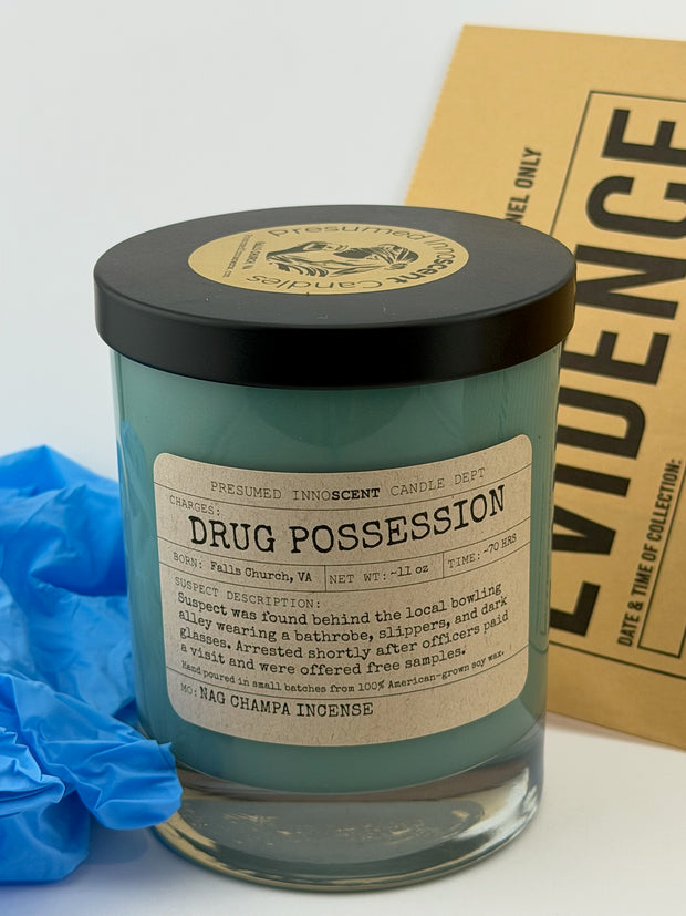 Drug Possession Scented Candle - Presumed Innoscent - Extra Large | Old Fashioned Glass | 11 oz