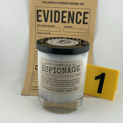 Espionage Scented Candle Extra Large | Double Old Fashioned Glass | 11 oz - Presumed Innoscent
