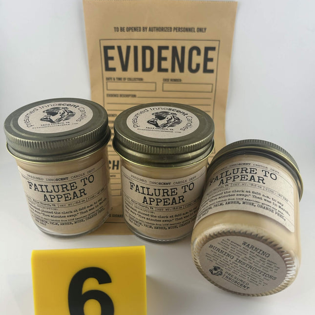 Failure to Appear Scented Candle - Presumed Innoscent