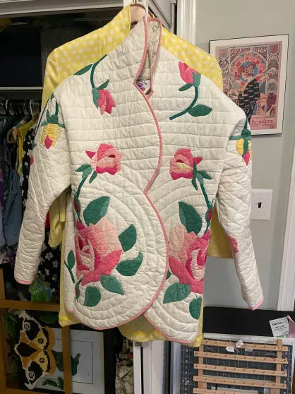 Medium Length Pink Rose Quilt Coat (XS)