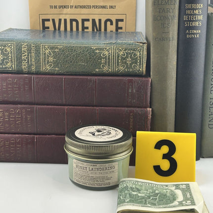 Money Laundering Scented Candle Small | Squat Jelly Jar | 3 oz - Presumed Innoscent