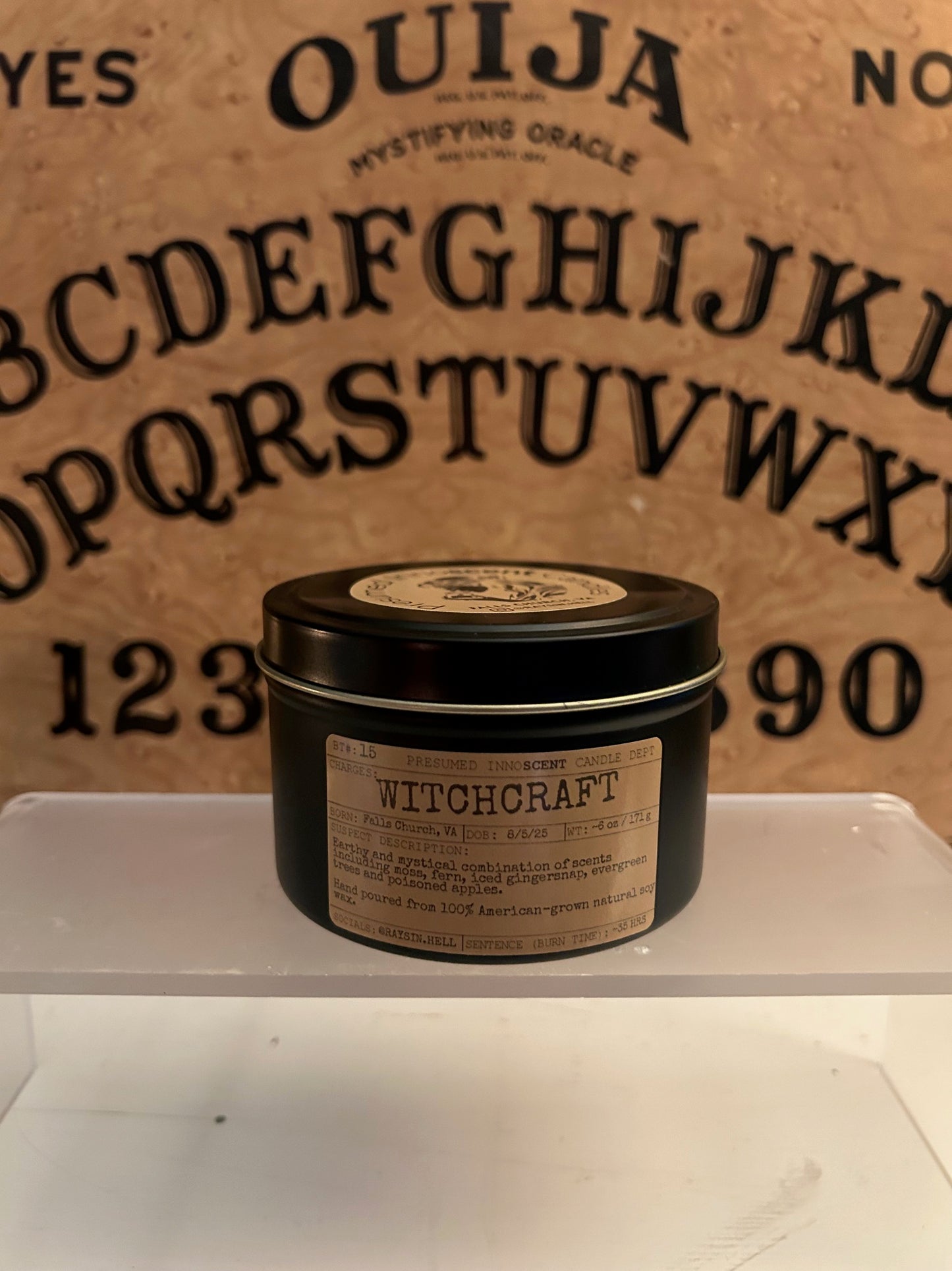 Witchcraft scented candle 6 oz tin