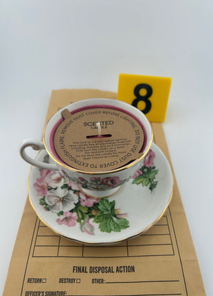 Adultery Scented Candle - Floral Teacup & Saucer - Presumed Innoscent