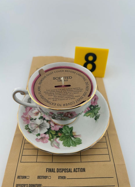 Adultery Scented Candle - Floral Teacup & Saucer - Presumed Innoscent