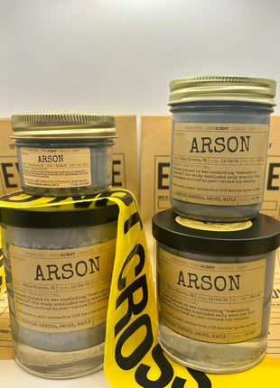 Arson Scented Candle Small | Squat Jelly Jar | 3 oz - Presumed Innoscent
