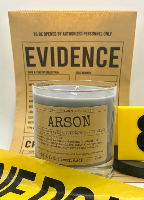 Arson Scented Candle Small | Squat Jelly Jar | 3 oz - Presumed Innoscent