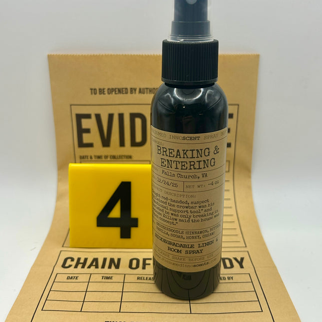 Breaking & Entering Room and Fabric Spray 4 oz - Presumed Innoscent
