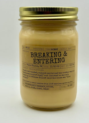 Breaking & Entering Scented Candle Large | Mayo Jar | 10.5 oz - Presumed Innoscent