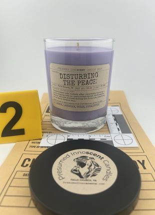 Disturbing the Peace Scented Candle Small | Squat Jelly Jar | 3 oz - Presumed Innoscent