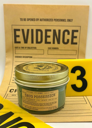 Drug Possession Scented Candle - Presumed Innoscent - Small | Squat Jelly Jar | 3 oz