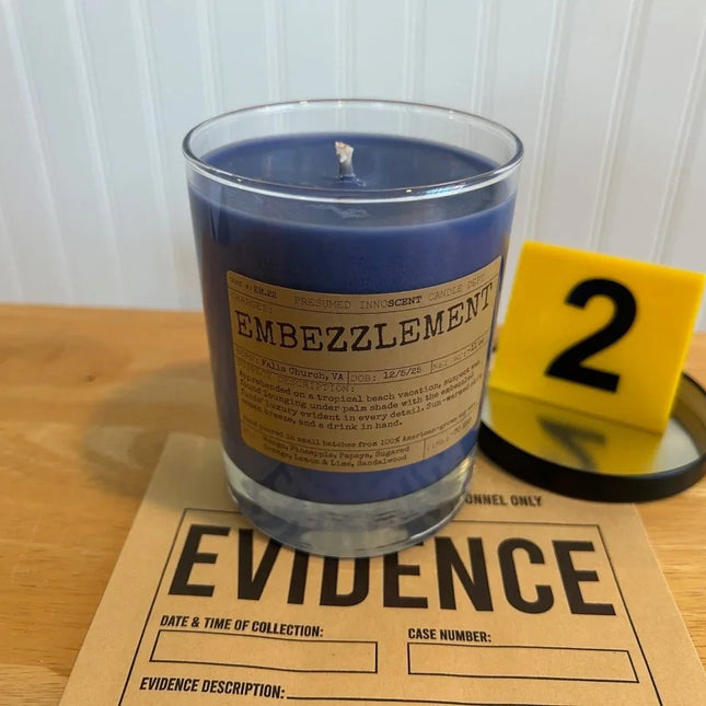 Embezzlement Scented Candle Small | Squat Jelly Jar | 3 oz - Presumed Innoscent
