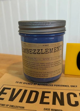 Embezzlement Scented Candle Small | Squat Jelly Jar | 3 oz - Presumed Innoscent