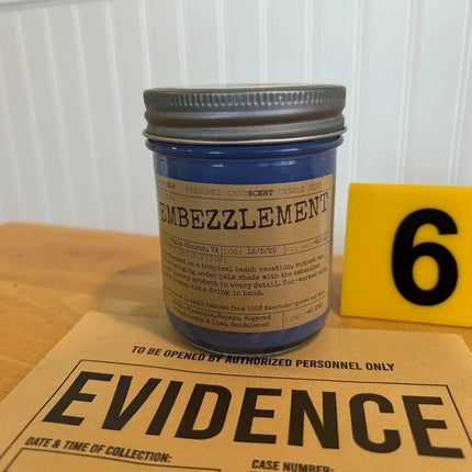 Embezzlement Scented Candle Small | Squat Jelly Jar | 3 oz - Presumed Innoscent