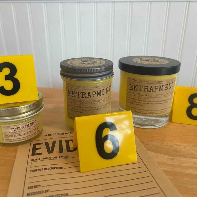 Entrapment Scented Candle Small | Squat Jelly Jar | 3 oz - Presumed Innoscent