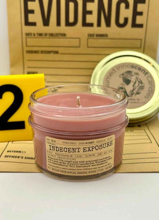 Indecent Exposure Scented Candle Small | Squat Jelly Jar | 3 oz - Presumed Innoscent