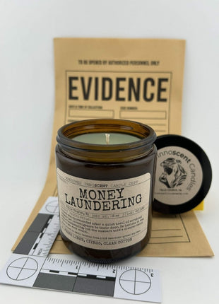 Money Laundering Scented Candle [CLEARANCE] Large | Amber Jar | 8 oz - Presumed Innoscent
