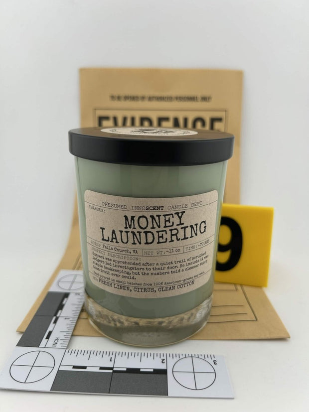 Money Laundering Scented Candle Extra Large | Double Old Fashioned Glass | 11 oz - Presumed Innoscent