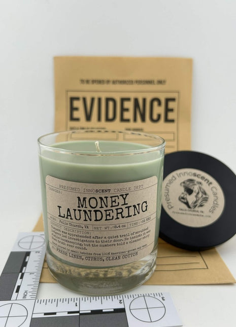 Money Laundering Scented Candle Large | Old Fashioned Glass | 8.4 oz - Presumed Innoscent