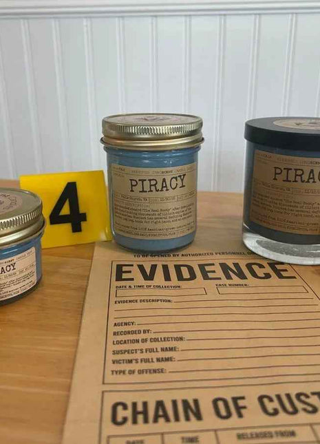 Piracy Scented Candle Small | Squat Jelly Jar | 3 oz - Presumed Innoscent