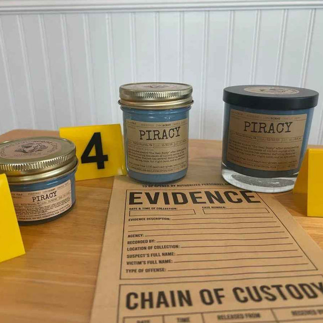 Piracy Scented Candle Small | Squat Jelly Jar | 3 oz - Presumed Innoscent