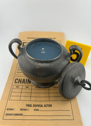 Piracy Scented Candle - Vintage Pewter Art Deco Sugar Bowl - Presumed Innoscent