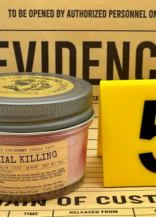 Serial Killing Scented Candle Small | Squat Jelly Jar | 3 oz - Presumed Innoscent