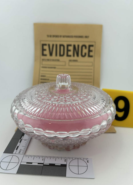 Shoplifting: Exhibit B - Vintage Pressed Glass Candy Dish with Lid - Presumed Innoscent