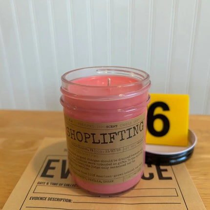 Shoplifting Scented Candle Small | Squat Jelly Jar | 3 oz - Presumed Innoscent