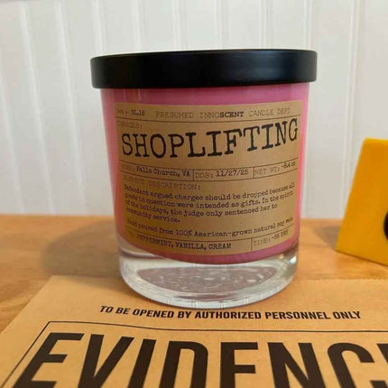 Shoplifting Scented Candle Small | Squat Jelly Jar | 3 oz - Presumed Innoscent