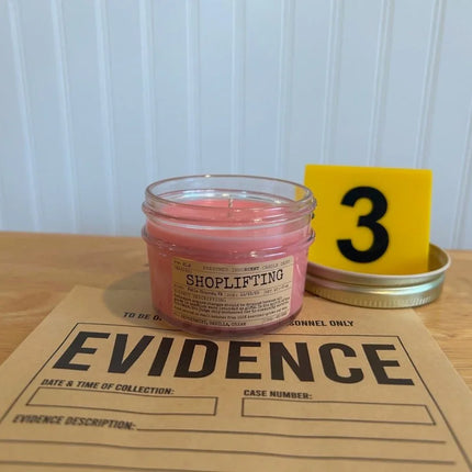 Shoplifting Scented Candle Small | Squat Jelly Jar | 3 oz - Presumed Innoscent