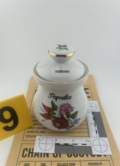 Smuggling: Exhibit B - Vintage Hand - painted Porcelain Spice Jar - Presumed Innoscent