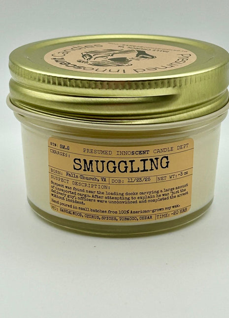 Smuggling Scented Candle Small | Squat Jelly Jar | 3 oz - Presumed Innoscent