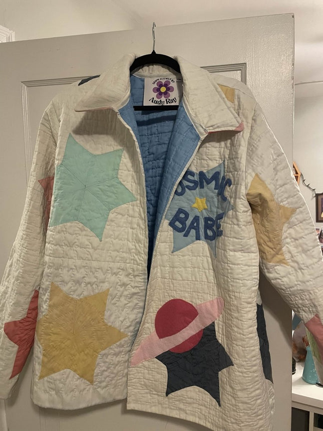 Star Chore Quilt Coat with Cosmic Babe Applique - Presumed Innoscent