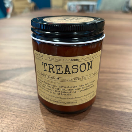Treason Scented Candle Small | Squat Jelly Jar | 3 oz - Presumed Innoscent