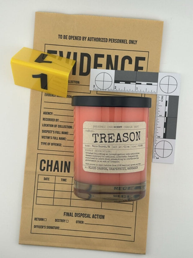 Treason Scented Candle Extra Large | Double Old Fashioned Glass | 11 oz - Presumed Innoscent