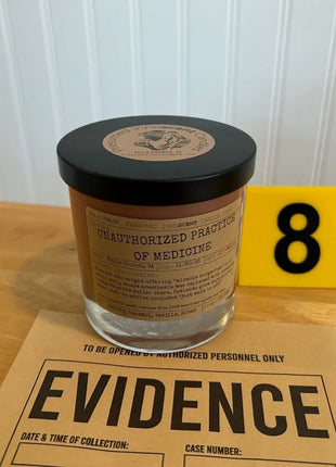 Unauthorized Practice of Medicine Scented Candle Small | Squat Jelly Jar | 3 oz - Presumed Innoscent