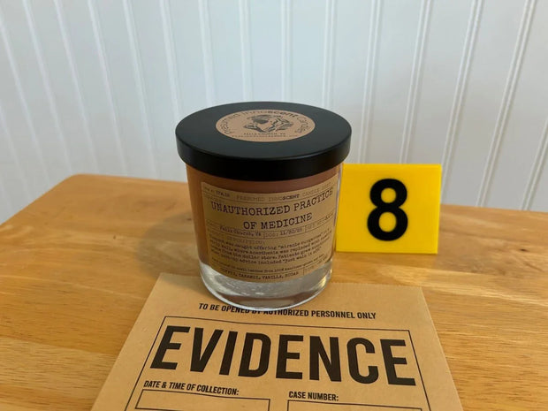 Unauthorized Practice of Medicine Scented Candle Small | Squat Jelly Jar | 3 oz - Presumed Innoscent