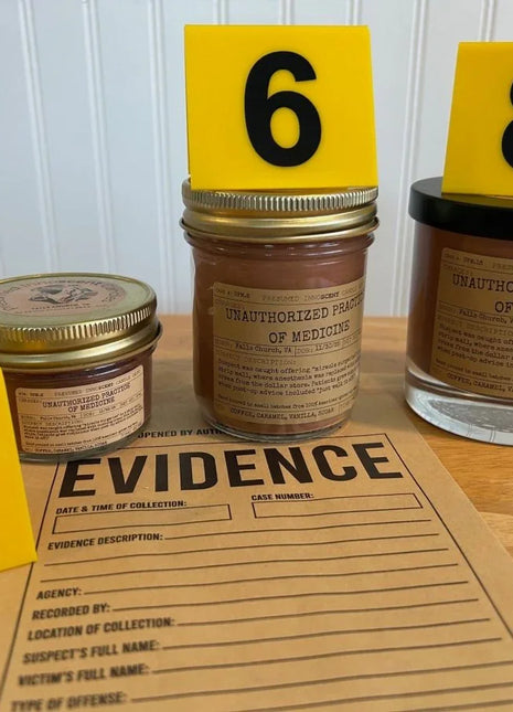 Unauthorized Practice of Medicine Scented Candle Small | Squat Jelly Jar | 3 oz - Presumed Innoscent