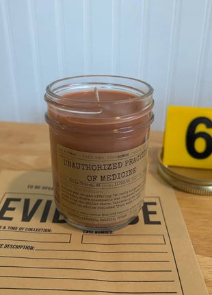 Unauthorized Practice of Medicine Scented Candle Small | Squat Jelly Jar | 3 oz - Presumed Innoscent