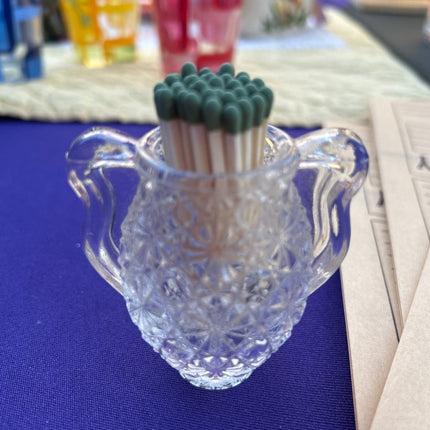 Vintage Glass Jars with Matchsticks & Strikers Crystal mini vase / 35 - Presumed Innoscent