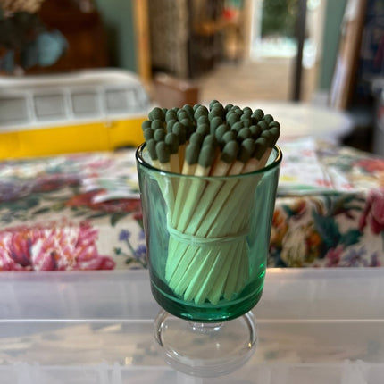 Vintage Glass Jars with Matchsticks & Strikers Green Shot/Sniffer Glass / 75 - Presumed Innoscent